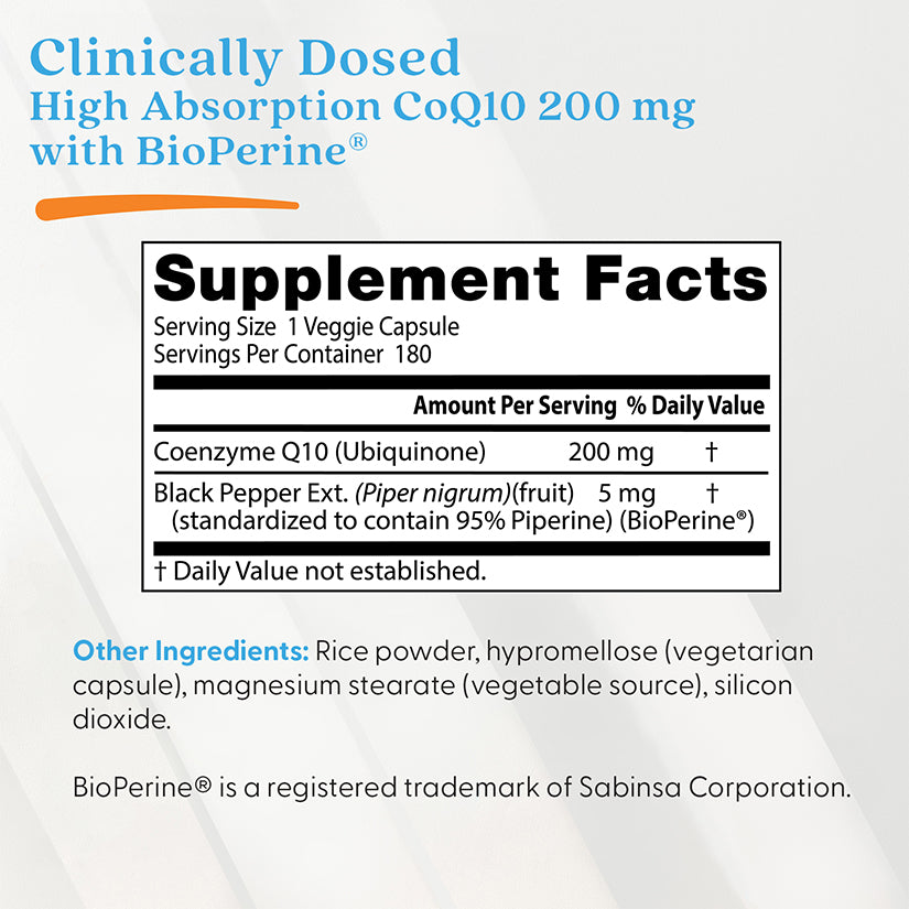 Doctor's Best High Absorption CoQ10 with BioPerine, 200 mg, 180 Veggie Caps