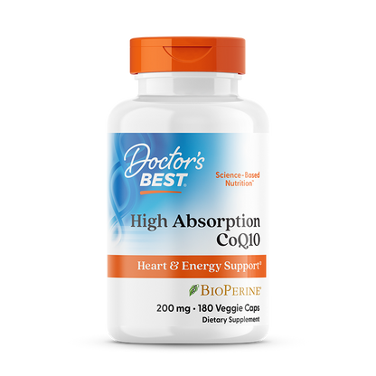 Doctor's Best High Absorption CoQ10 with BioPerine, 200 mg, 180 Veggie Caps