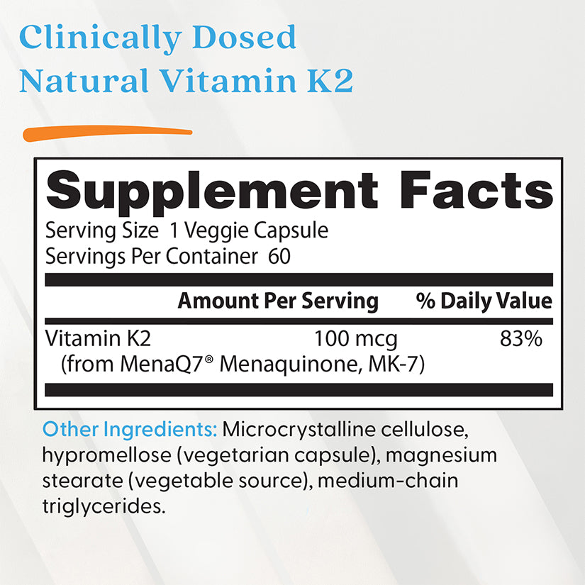 Doctor's Best Natural Vitamin K2 MK-7 with MenaQ7, 100 mcg, 60 Veggie Caps