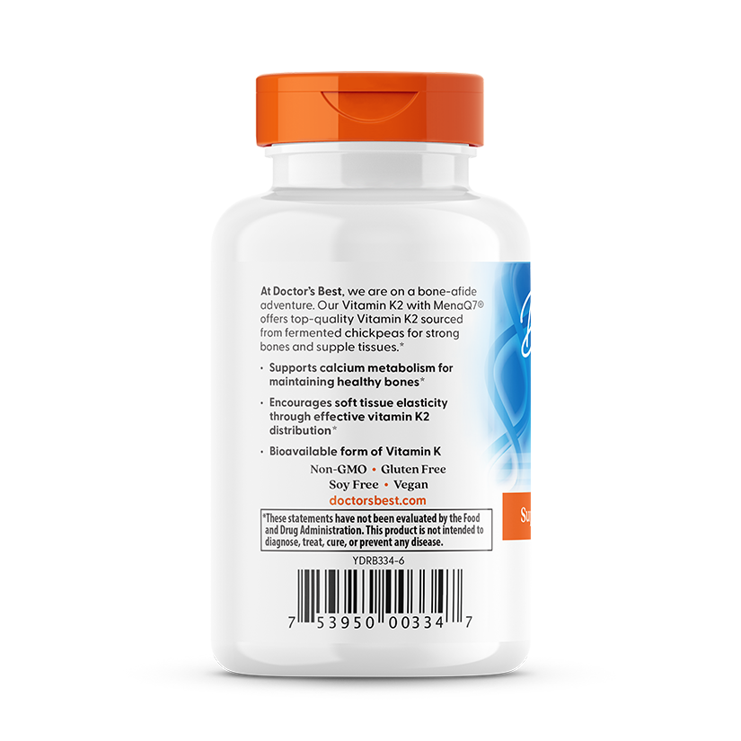Doctor's Best Natural Vitamin K2 MK-7 with MenaQ7, 100 mcg, 60 Veggie Caps