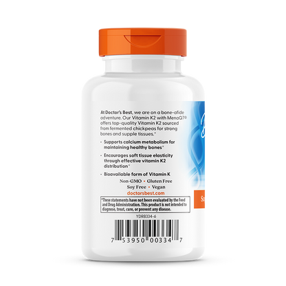 Doctor's Best Natural Vitamin K2 MK-7 with MenaQ7, 100 mcg, 60 Veggie Caps