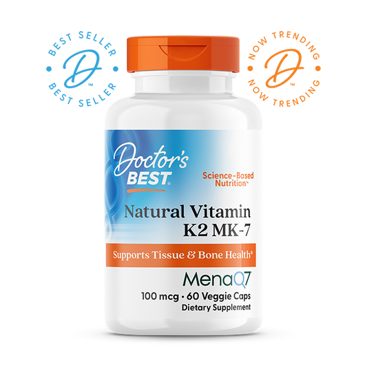 Doctor's Best Natural Vitamin K2 MK-7 with MenaQ7, 100 mcg, 60 Veggie Caps