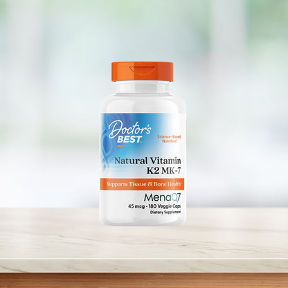 Doctor's Best Natural Vitamin K2 MK-7 with MenaQ7, 45 mcg, 180 Veggie Caps