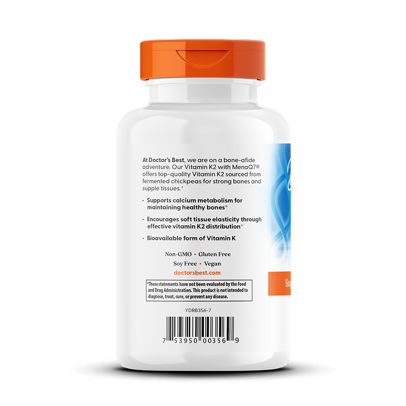 Doctor's Best Natural Vitamin K2 MK-7 with MenaQ7, 45 mcg, 180 Veggie Caps