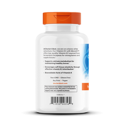 Doctor's Best Natural Vitamin K2 MK-7 with MenaQ7, 45 mcg, 180 Veggie Caps