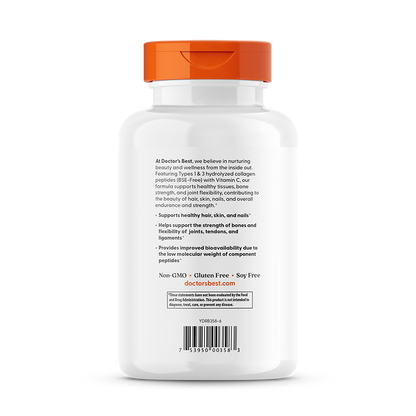 Doctor's Best Collagen Types 1 and 3 with Peptan and Vitamin C, 1,000 mg, 540 Tablets