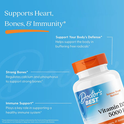 Doctor's Best Vitamin D3, 125 mcg (5,000 IU), 720 Softgels