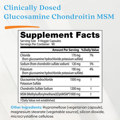 Doctor's Best Glucosamine Chondroitin MSM with OptiMSM, 360 Veggie Capsules