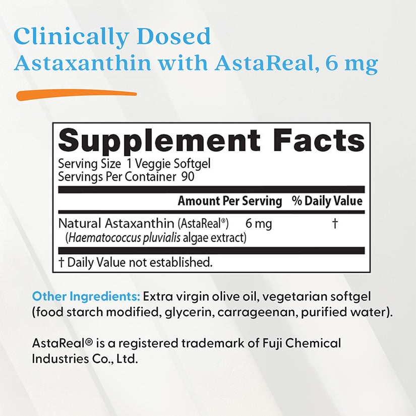 Doctor's Best Astaxanthin with AstaReal, 6 mg, 90 Veggie Softgels