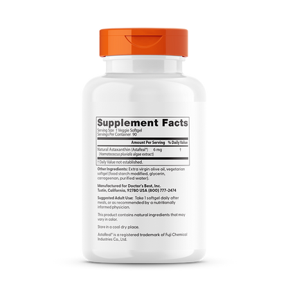 Doctor's Best Astaxanthin with AstaReal, 6 mg, 90 Veggie Softgels