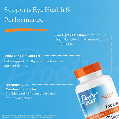 Doctor's Best Lutein with Lutemax 2020, 20 mg, 180 Softgels