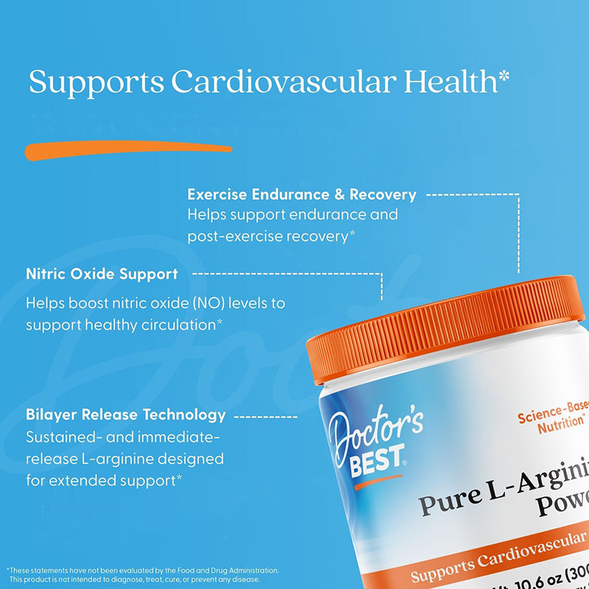Doctor's Best Pure L-Arginine Powder, 10.6 oz (300 g)