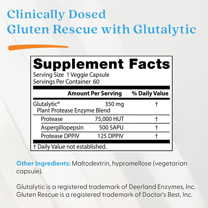 Doctor's Best Gluten Rescue with Glutalytic, 60 Veggie Caps
