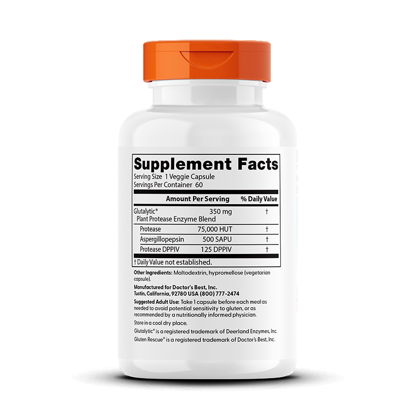 Doctor's Best Gluten Rescue with Glutalytic, 60 Veggie Caps