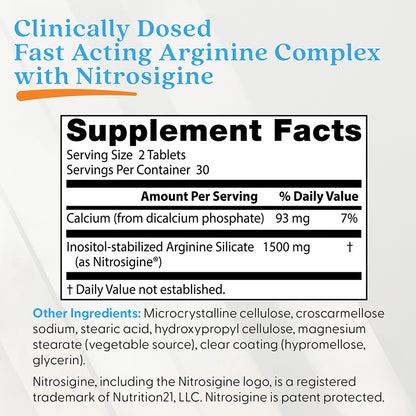 Doctor's Best Fast Acting Arginine Complex, 1500 mg Per Serving, 60 Tablets