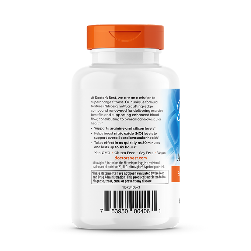 Doctor's Best Fast Acting Arginine Complex, 1500 mg Per Serving, 60 Tablets