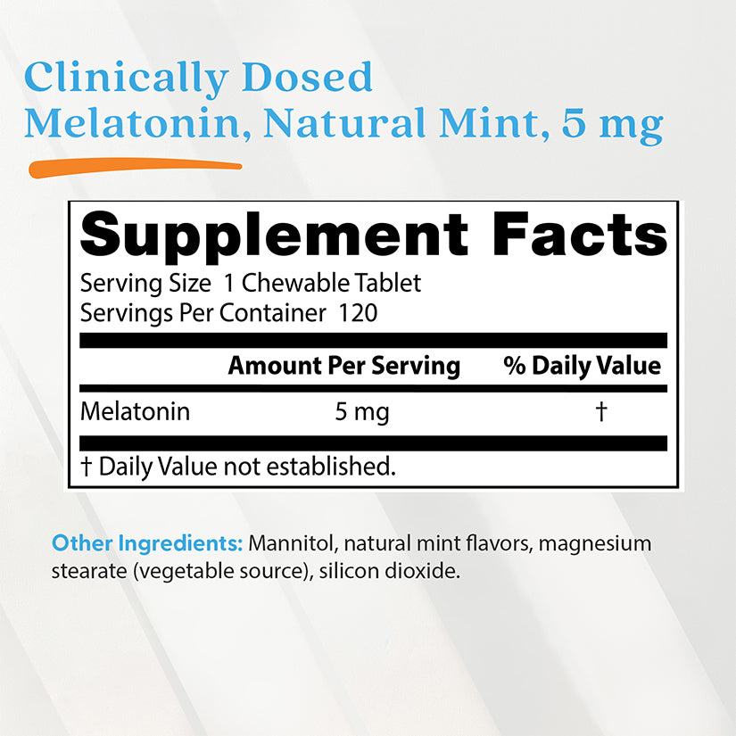 Doctor's Best Melatonin, Natural Mint, 5 mg, 120 Chewable Tablets