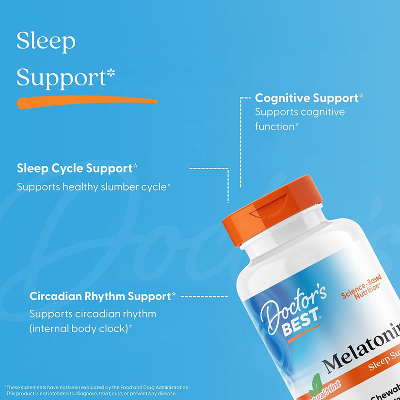 Doctor's Best Melatonin, Natural Mint, 5 mg, 120 Chewable Tablets