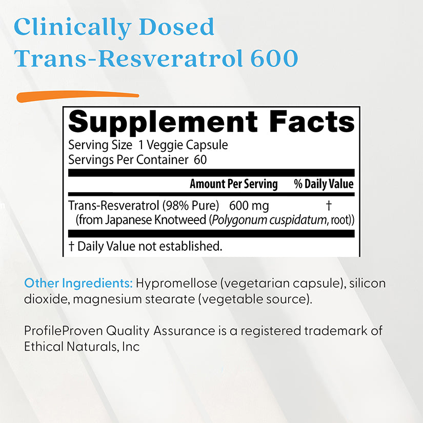 Doctor's Best High Potency Trans-Resveratrol 600, 600 mg, 60 Veggie Caps
