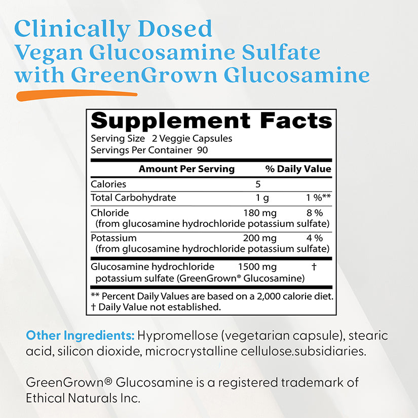 Doctor's Best Vegan Glucosamine Sulfate with GreenGrown Glucosamine, 750 mg, 180 Veggie Caps