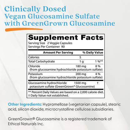 Doctor's Best Vegan Glucosamine Sulfate with GreenGrown Glucosamine, 750 mg, 180 Veggie Caps