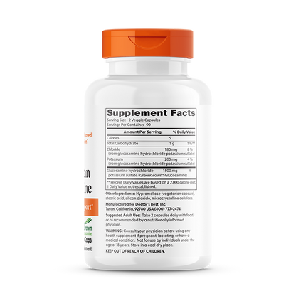 Doctor's Best Vegan Glucosamine Sulfate with GreenGrown Glucosamine, 750 mg, 180 Veggie Caps