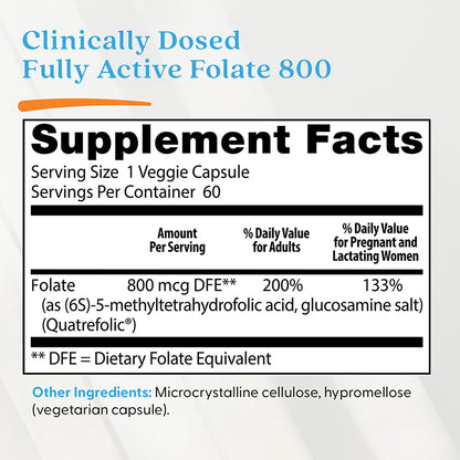 Doctor's Best Fully Active Folate 800, 800 mcg, 60 Veggie Caps