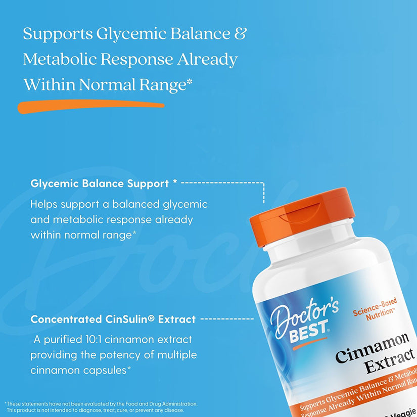 Doctor's Best Cinnamon Extract with CinSulin, 500 mg Per Serving, 120 Veggie Caps