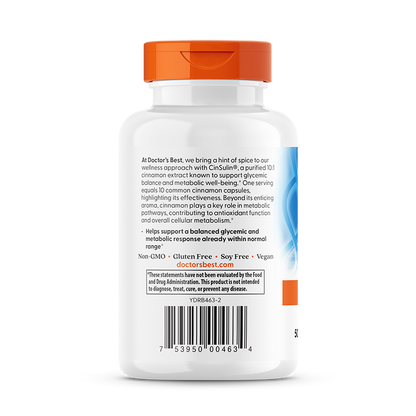 Doctor's Best Cinnamon Extract with CinSulin, 500 mg Per Serving, 120 Veggie Caps