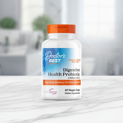 Doctor's Best Digestive Health, Probiotic with LactoSpore, 2 Billion, 60 Veggie Caps