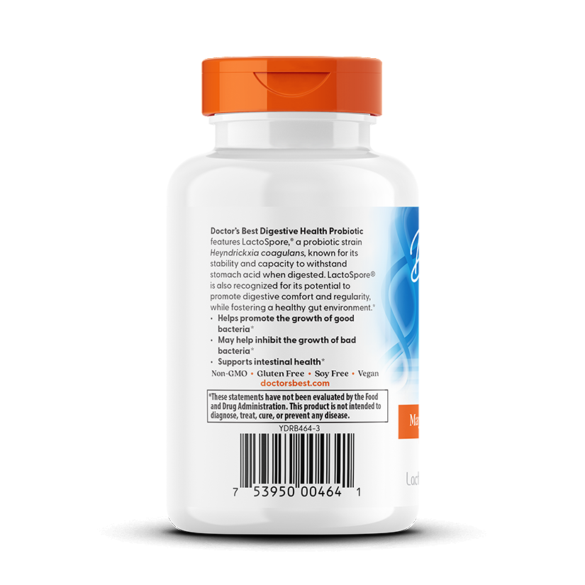 Doctor's Best Digestive Health, Probiotic with LactoSpore, 2 Billion, 60 Veggie Caps
