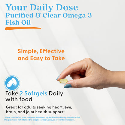 Doctor's Best Purified & Clear Omega 3 Fish Oil, 2000 mg Per Serving, 120 Marine Softgels