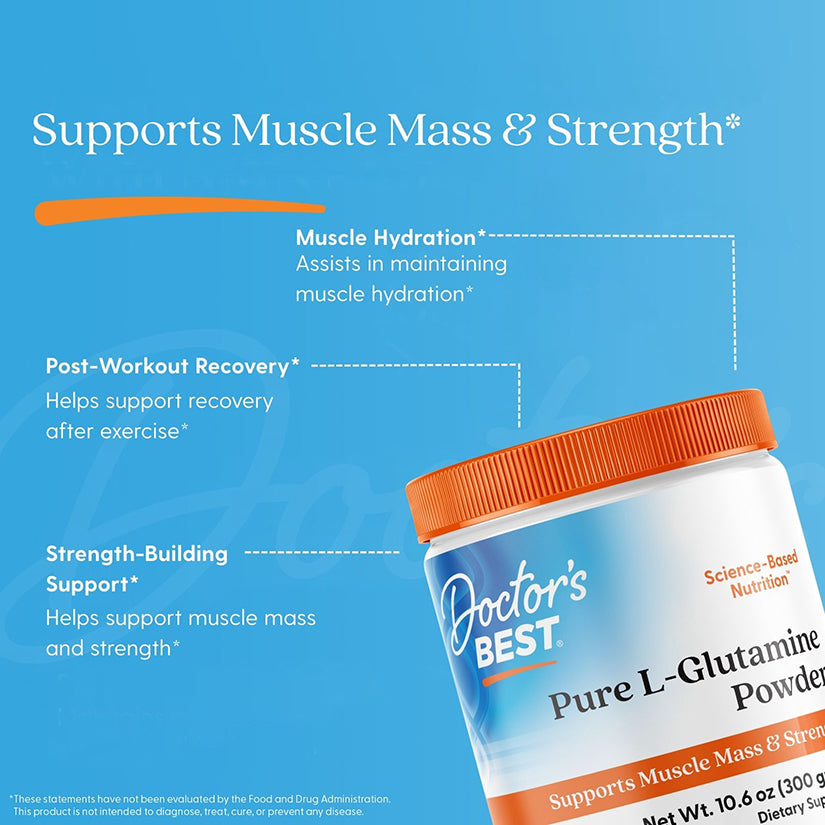 Doctor's Best Pure L-Glutamine Powder, 10.6 oz (300 g)