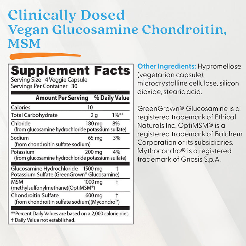 Doctor's Best Vegan Glucosamine Chondroitin MSM, 120 Veggie Caps