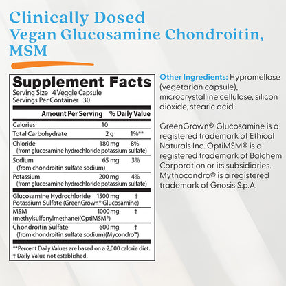 Doctor's Best Vegan Glucosamine Chondroitin MSM, 120 Veggie Caps