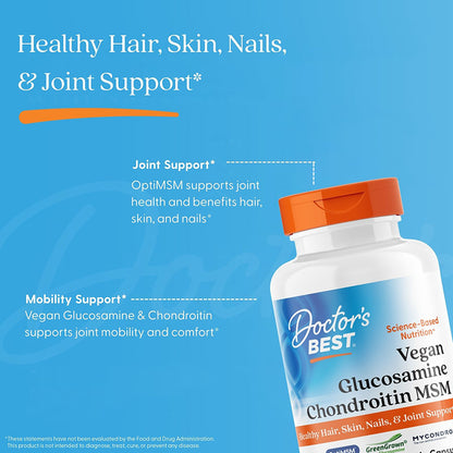 Doctor's Best Vegan Glucosamine Chondroitin MSM, 120 Veggie Caps