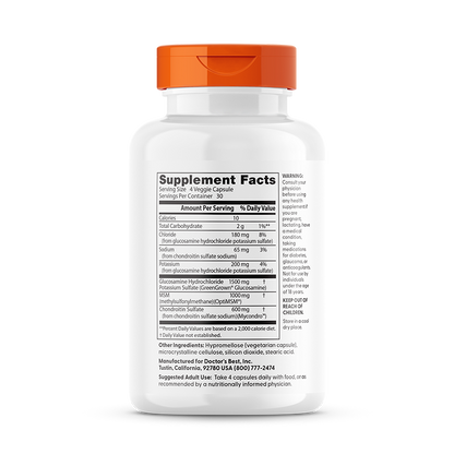 Doctor's Best Vegan Glucosamine Chondroitin MSM, 120 Veggie Caps