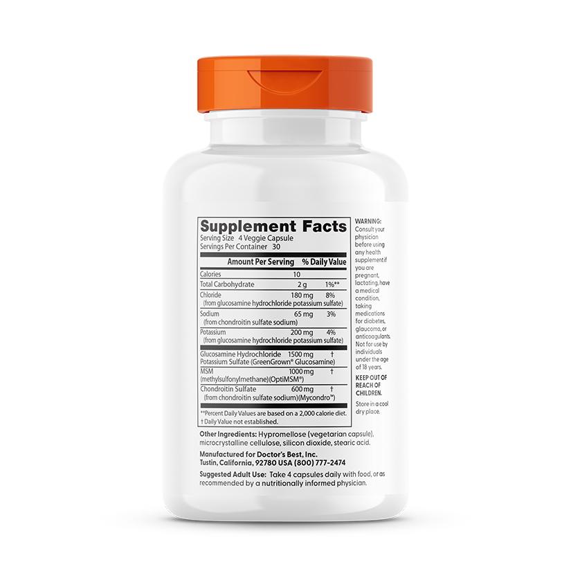 Doctor's Best Vegan Glucosamine Chondroitin MSM, 120 Veggie Caps