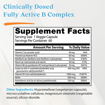 Doctor's Best Fully Active B Complex with Quatrefolic, 60 Veggie Caps