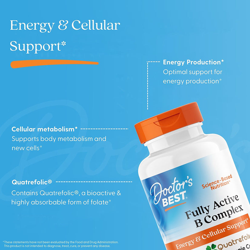 Doctor's Best Fully Active B Complex with Quatrefolic, 60 Veggie Caps