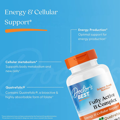 Doctor's Best Fully Active B Complex with Quatrefolic, 60 Veggie Caps