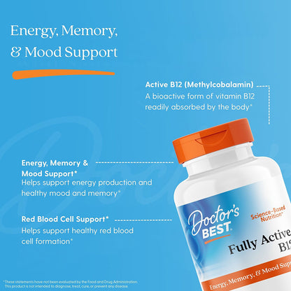 Doctor's Best Fully Active B12, 1,500 mcg, 180 Veggie Caps