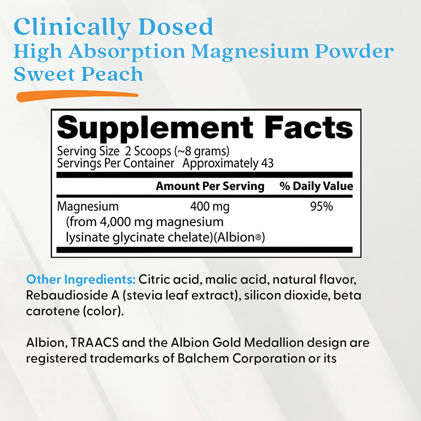 Doctor's Best High Absorption Magnesium Powder, Sweet Peach, 12.3 oz (347 g)