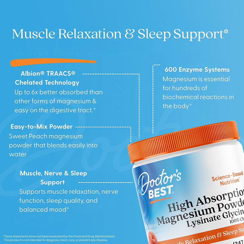 Doctor's Best High Absorption Magnesium Powder, Sweet Peach, 12.3 oz (347 g)