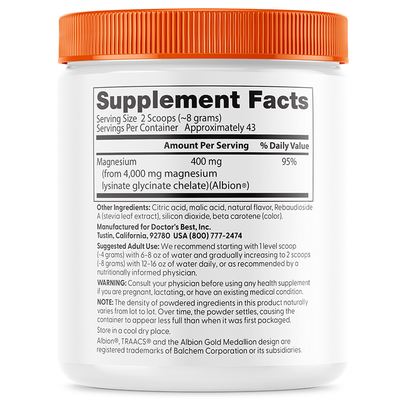 Doctor's Best High Absorption Magnesium Powder, Sweet Peach, 12.3 oz (347 g)