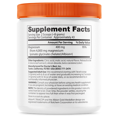 Doctor's Best High Absorption Magnesium Powder, Sweet Peach, 12.3 oz (347 g)