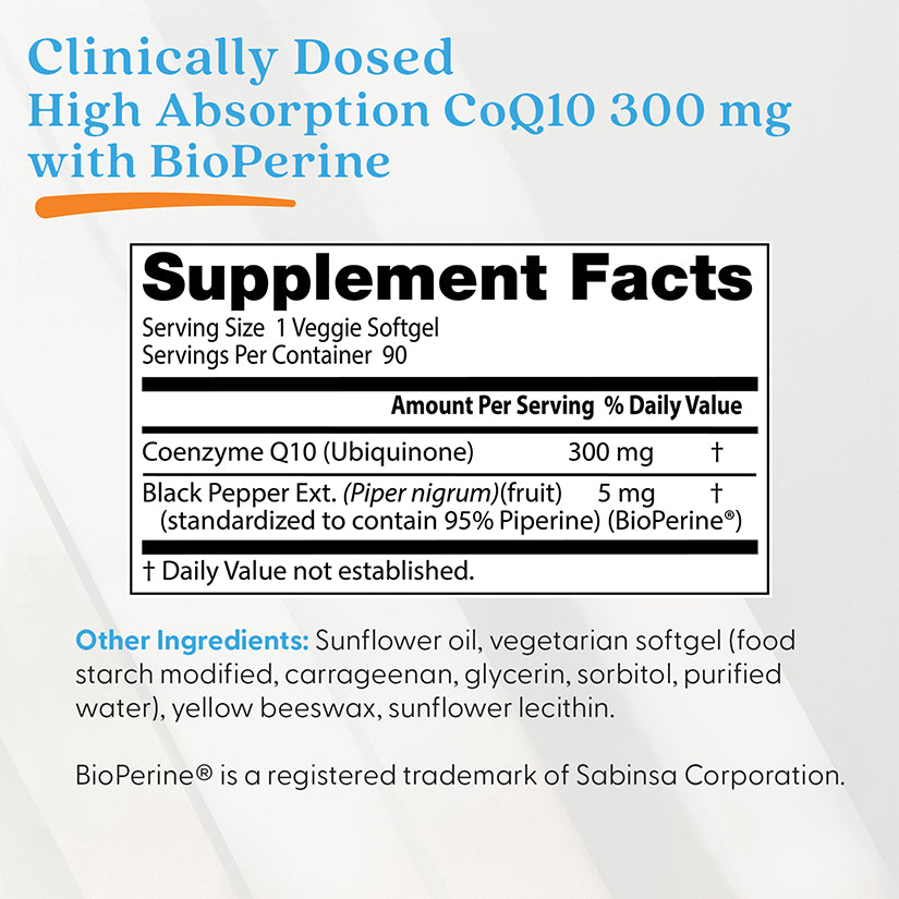 Doctor's Best High Absorption CoQ10 with BioPerine, 300 mg, 90 Veggie Softgels