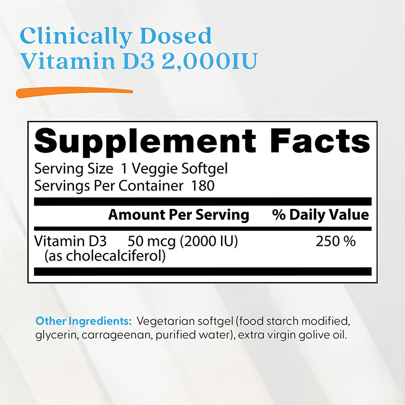Doctor's Best Vitamin D3, 50 mcg (2,000 IU), 180 Veggie Softgels