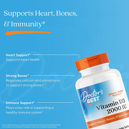 Doctor's Best Vitamin D3, 50 mcg (2,000 IU), 180 Veggie Softgels