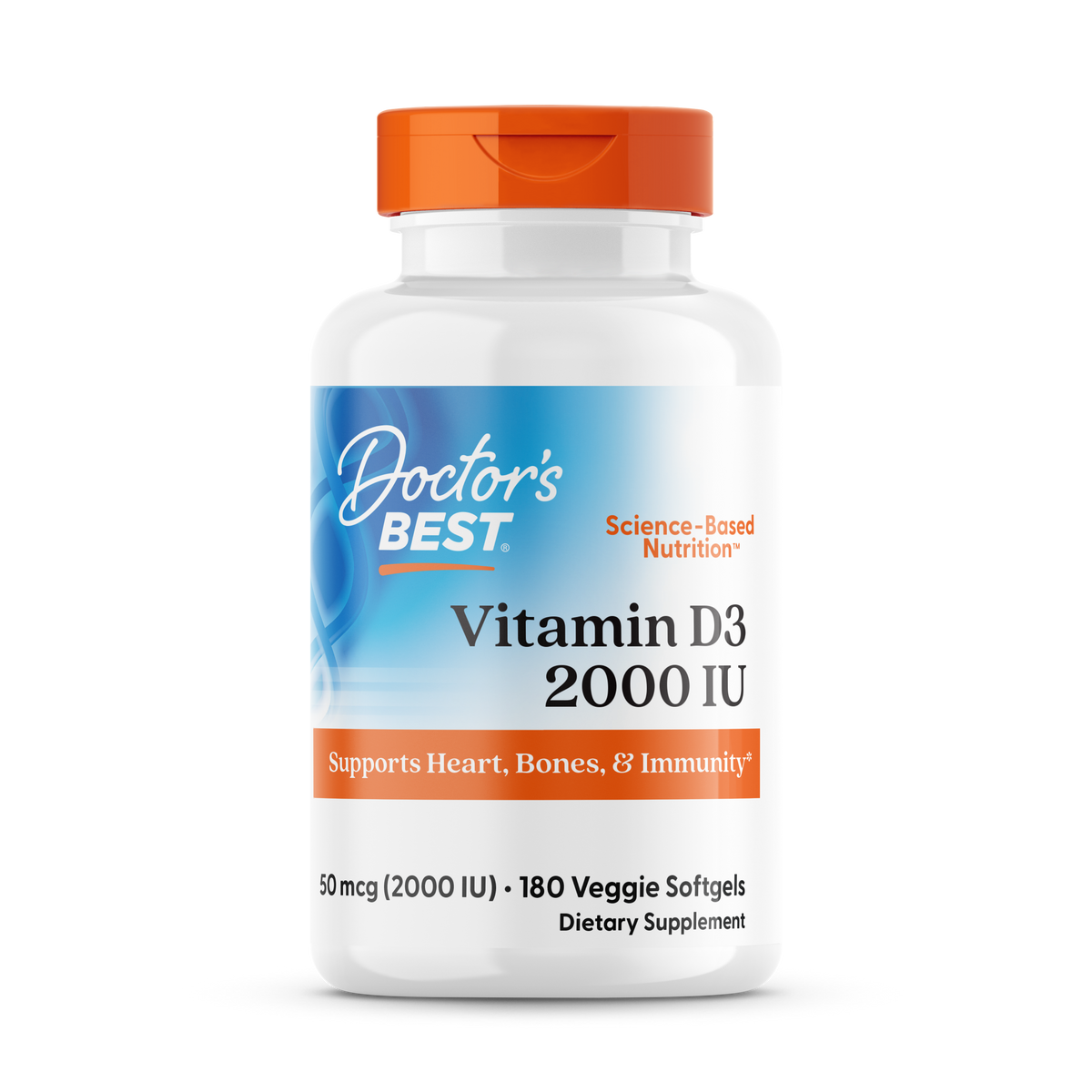Doctor's Best Vitamin D3, 50 mcg (2,000 IU), 180 Veggie Softgels